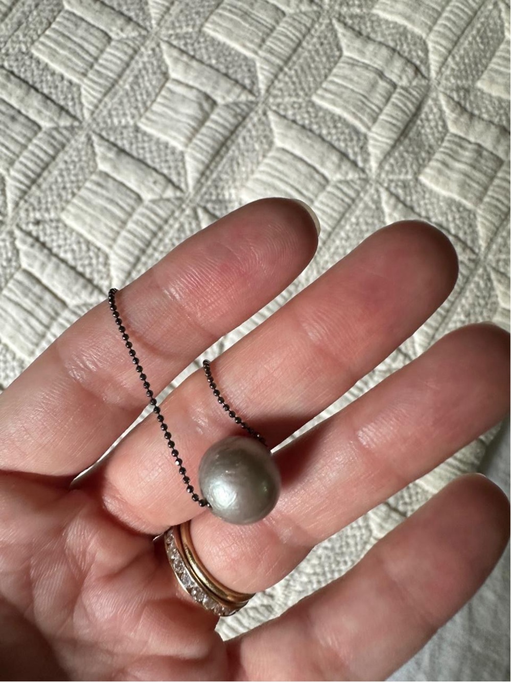 Vintage Italian Gray Pearl Necklace